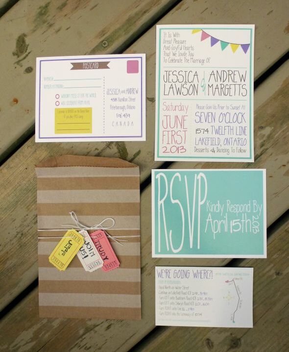 bunting, weddings and invitation