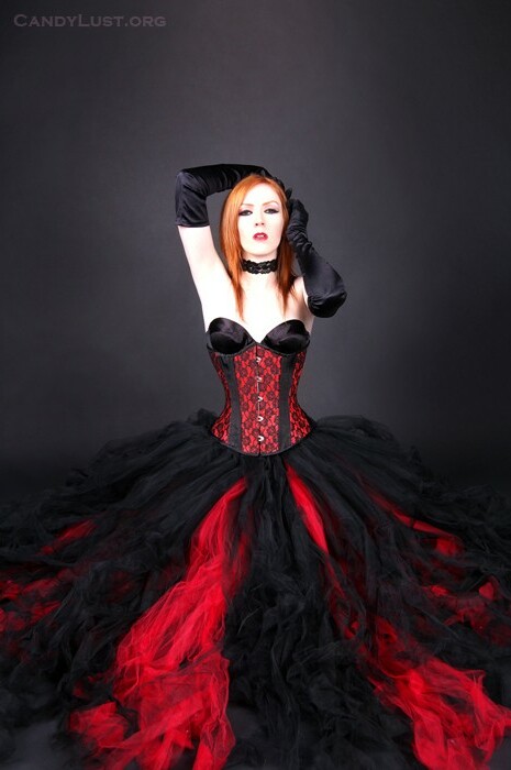 fashion, gothic, pretty. wedding dress and red