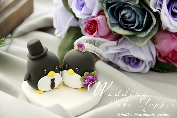 penguin wedding topper