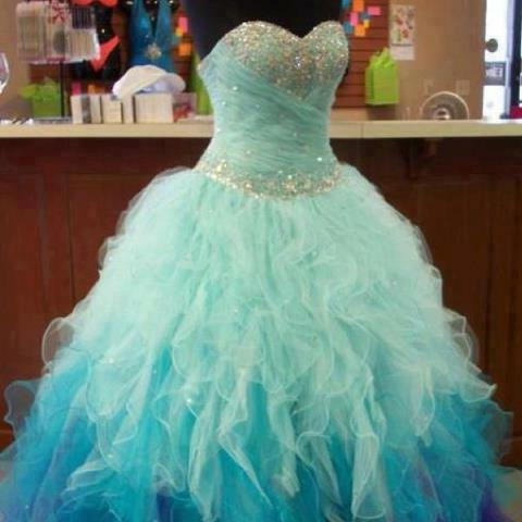 clothes, blue dress, dresses and Prom