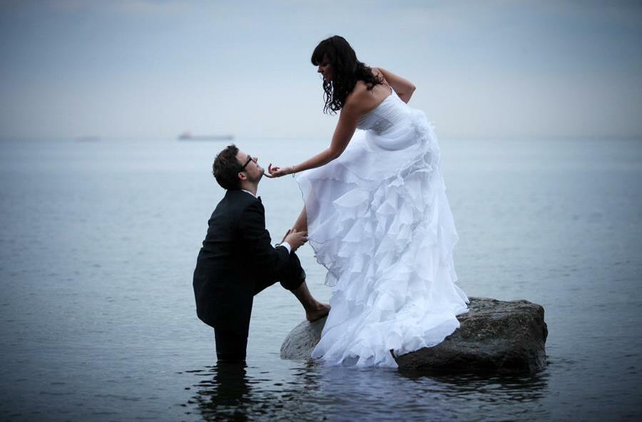 couple, bride, water and photoyoung