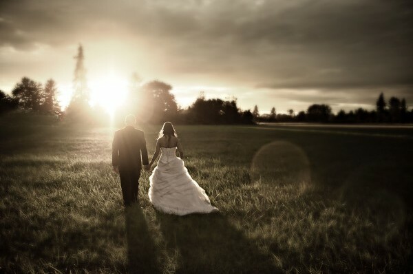 couple, dress and wedding dress