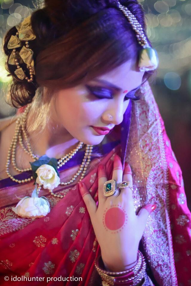 bride, bengali, pretty and floral