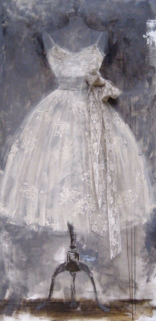 watercolor, lace, paint and dress