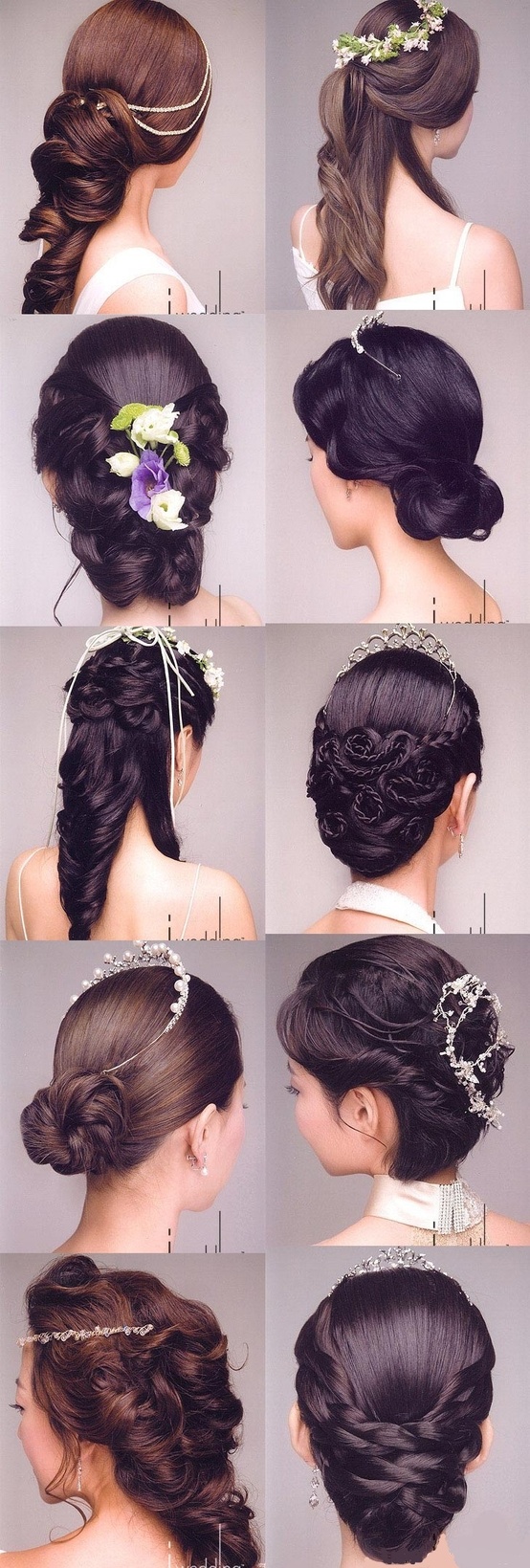 pearls, hair, green and white
