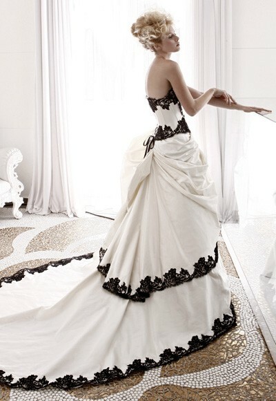 black and white, dress and wedding dress
