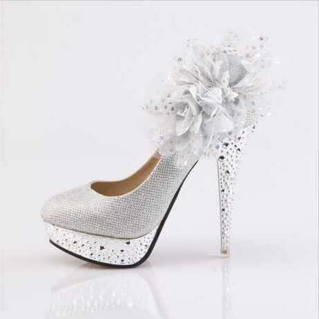 satin flower, 2013, platform and wedding shoes