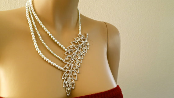 bib, pearl and necklace