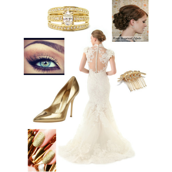 big, golden, dress and Polyvore