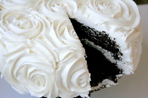 rose cake, white and wedding cake