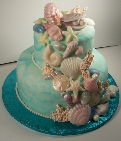 wedding cake, themed and sea
