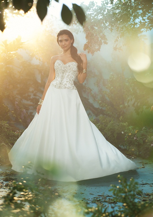 jasmine, disney, weddings dresses and alfred angelo