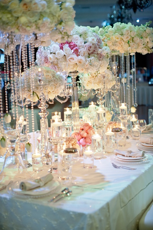 table, party, decorations and flowers