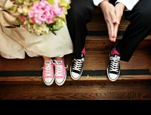 wedding gown, boy and flowers
