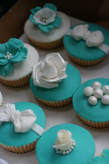 blue and white, cupcakes and beautiful