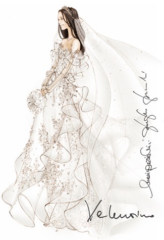 bouquet, drawing and dress