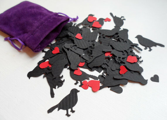 gothic confetti, gothic wedding and black birds