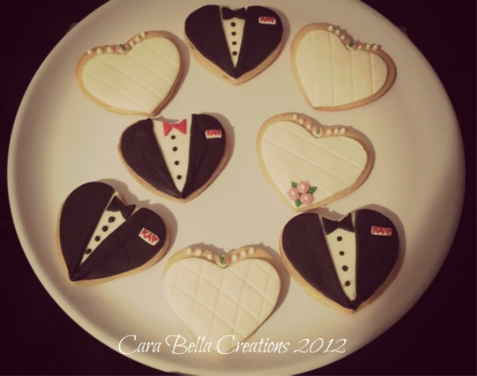 Cookies, groom, bride and sweet