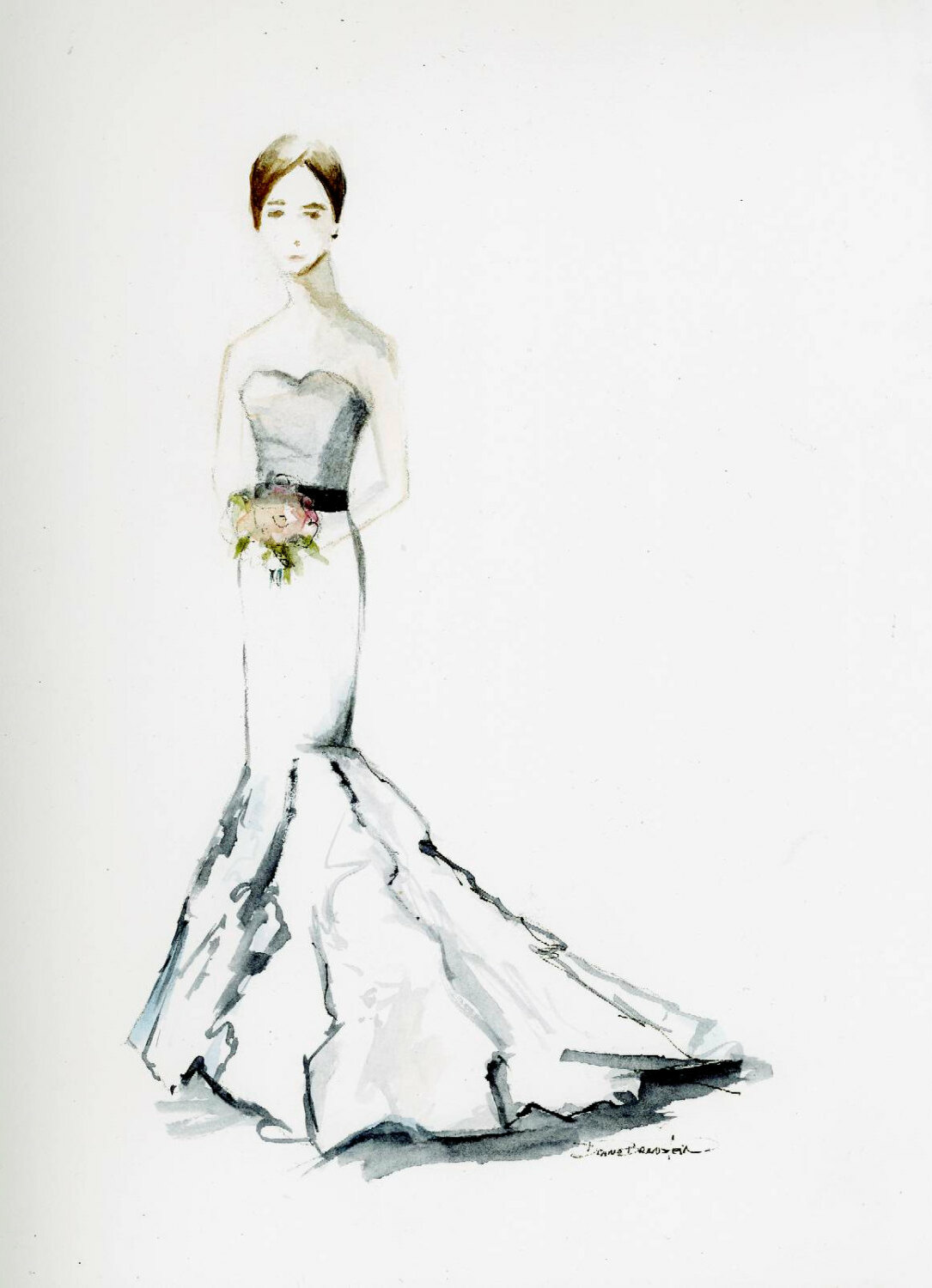 diane bronstein, black and white, original art and dress painting