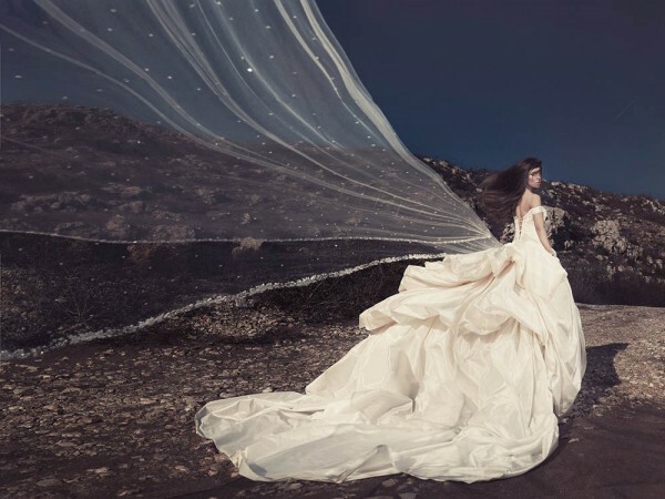 bride, mountain and nature