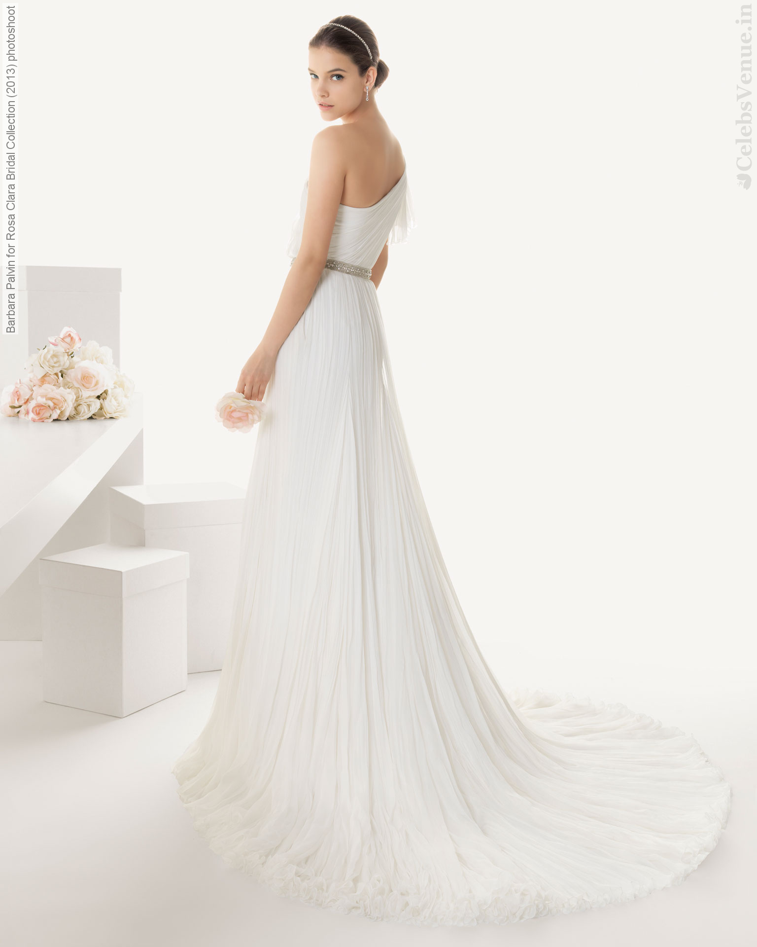 wedding dress, beautiful, pink and roses