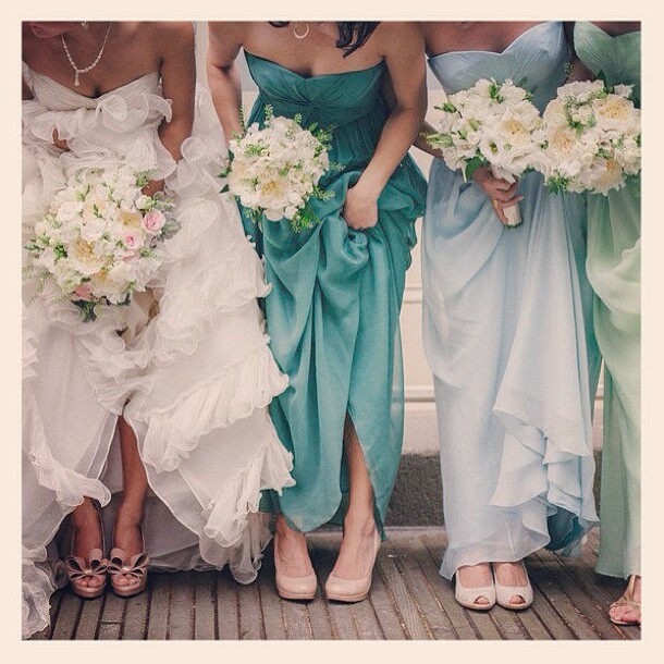 classy, green, heels and bouquet