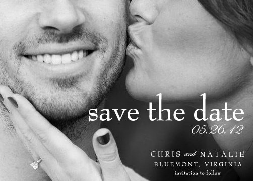 save the date, groom and kiss