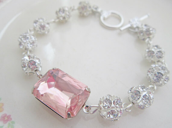 bridal jewelry, pale pink and light pink
