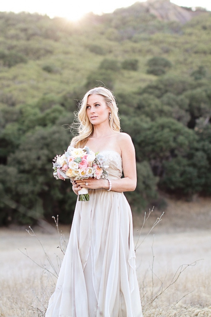 groom, flower, gown and rustic