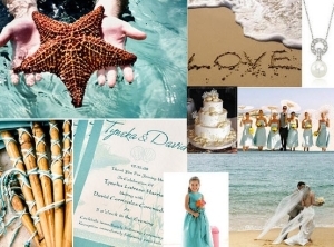 beach wedding, bridesmaids and shore