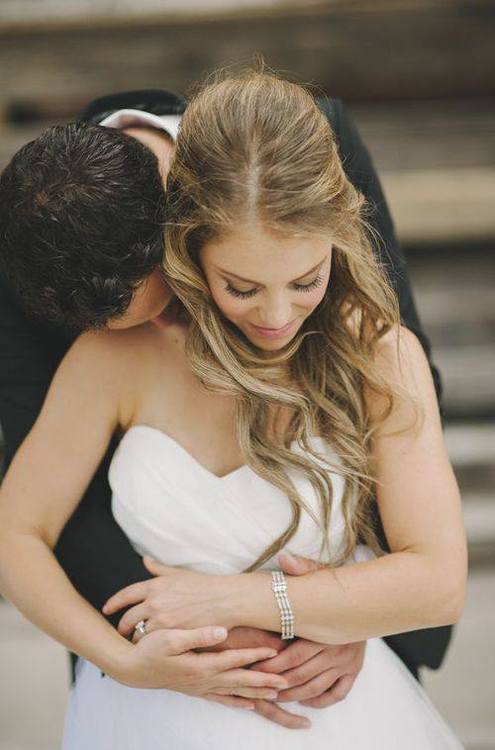 bride, tugether, hair and wedding dress