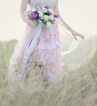dress, bouquet and flowers