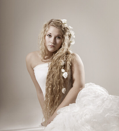 blonde, long hair and white