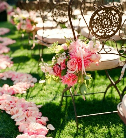 chairs, ceremony and pink