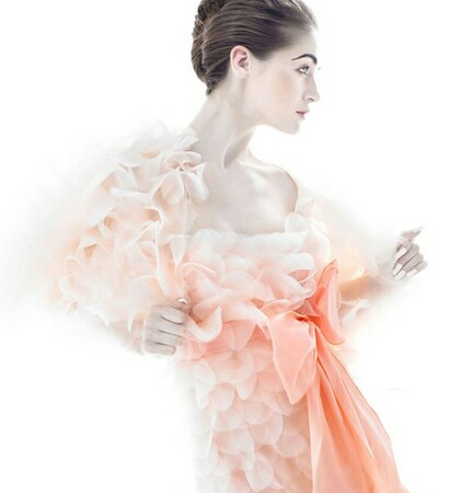 peach, ruffles and dress