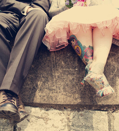 rock n roll bride, legs and dress
