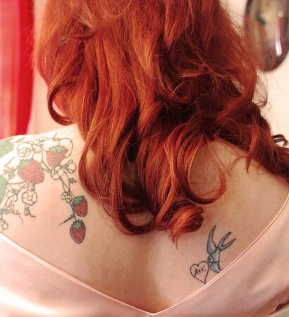 red hair, hairstyle and tattoo