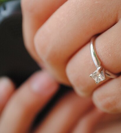 girl, wedding ring and phone