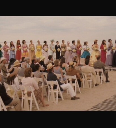 colorful, bridesmaid and groom