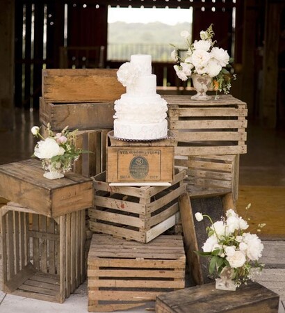 white, cake and crates
