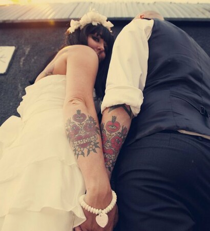 hairstyle, couple and bride