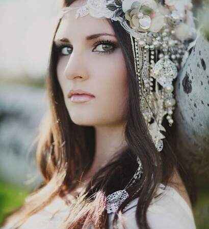 bride, headband and hair piece