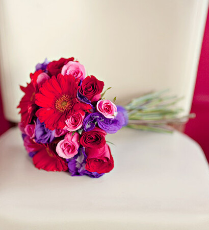 pink, purple and red