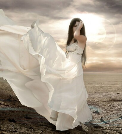 woman, silver and sunset