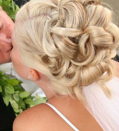 curls, updo and hair