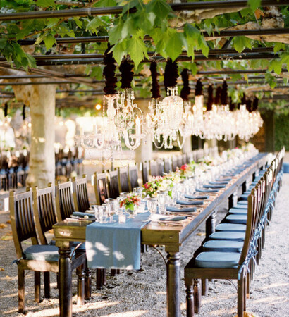 reception, outdoors and table