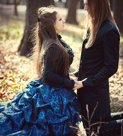 couple, gothic and forest
