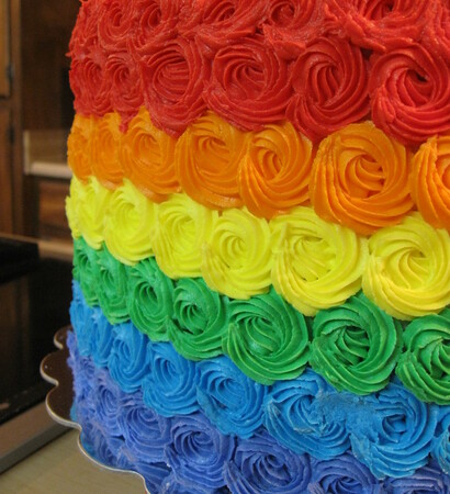 rainbow wedding cake, pretty and colorfull