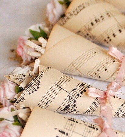 music notes, rose and creative
