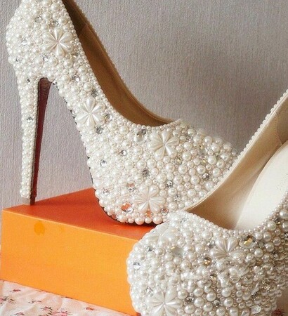 wedding shoes, shining and high heels